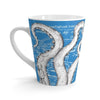 White Tentacles Octopus Blue Vintage Map Latte Mug 12Oz Mug