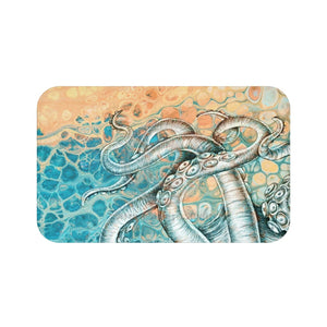 White Tentacles Octopus Kraken Abstract Ink Art Bath Mat 34 × 21 Home Decor