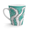 White Tentacles Octopus Teal Vintage Map Latte Mug 12Oz Mug
