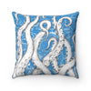 White Tentacles Octopus Vintage Map Blue Square Pillow 14 X Home Decor