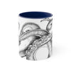 White Tentacles Octopus Vintage Map On Art Accent Coffee Mug 11Oz Navy /