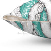 White Tentacles Octopus Vintage Map Teal Square Pillow Home Decor