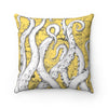 White Tentacles Octopus Vintage Map Yellow Sun Square Pillow 14 X Home Decor