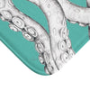 White Tentacles Teal Bath Mat Home Decor