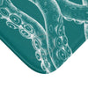 White Tentacles Teal Ink Bath Mat Home Decor