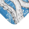 White Tentacles Vintage Map Blue Bath Mat Home Decor