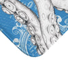 White Tentacles Vintage Map Blue Bath Mat Home Decor