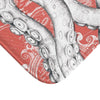 White Tentacles Vintage Map Coral Red Bath Mat Home Decor