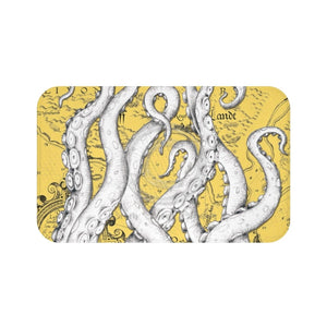 White Tentacles Vintage Map Yellow Sun Bath Mat Large 34X21 Home Decor