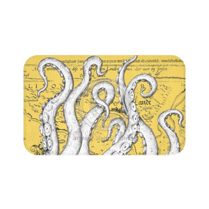 White Tentacles Yellow Nautical Bath Mat Large 34X21 Home Decor