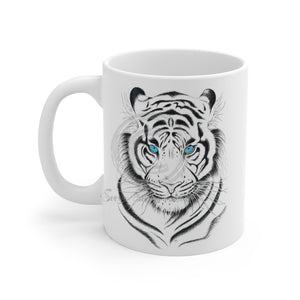 White Tiger Blue Eyes Ink Art Mug 11Oz