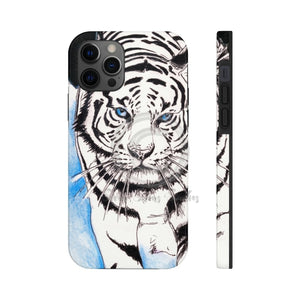 White Tiger Blue Ink Art Case Mate Tough Phone Cases Iphone 12 Pro