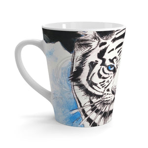 White Tiger Blue Ink Art Latte Mug 12Oz Mug