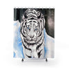 White Tiger Blue Ink Art Shower Curtain 71 × 74 Home Decor
