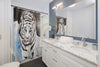 White Tiger Blue Ink Art Shower Curtain Home Decor