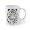 White Tiger Yellow Eyes Ink Art Mug 11Oz