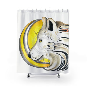 Wolf Moon Yellow Tribal Ink Art Shower Curtain 71 × 74 Home Decor