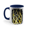 Yellow Black Tentacles Octopus Brushed Art Accent Coffee Mug 11Oz