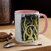 Yellow Black Tentacles Octopus Brushed Art Accent Coffee Mug 11Oz