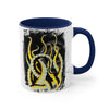 Yellow Black Tentacles Octopus Brushed Art Accent Coffee Mug 11Oz