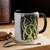 Yellow Black Tentacles Octopus Brushed Art Accent Coffee Mug 11Oz