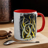 Yellow Black Tentacles Octopus Brushed Art Accent Coffee Mug 11Oz