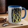 Yellow Black Tentacles Octopus Brushed Art Accent Coffee Mug 11Oz