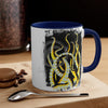 Yellow Black Tentacles Octopus Brushed Art Accent Coffee Mug 11Oz