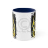 Yellow Black Tentacles Octopus Brushed Art Accent Coffee Mug 11Oz Navy /