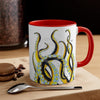 Yellow Black Tentacles Octopus Dance Watercolor On White Art Accent Coffee Mug 11Oz