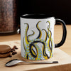 Yellow Black Tentacles Octopus Dance Watercolor On White Art Accent Coffee Mug 11Oz