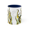 Yellow Black Tentacles Octopus Dance Watercolor On White Art Accent Coffee Mug 11Oz Navy /