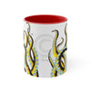 Yellow Black Tentacles Octopus Dance Watercolor On White Art Accent Coffee Mug 11Oz Red /