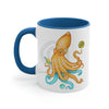 Yellow Blue Octopus Cosmic Dancer Art Accent Coffee Mug 11Oz