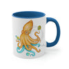 Yellow Blue Octopus Cosmic Dancer Art Accent Coffee Mug 11Oz
