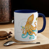 Yellow Blue Octopus Cosmic Dancer Art Accent Coffee Mug 11Oz