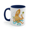 Yellow Blue Octopus Cosmic Dancer Art Accent Coffee Mug 11Oz