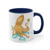 Yellow Blue Octopus Cosmic Dancer Art Accent Coffee Mug 11Oz