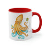 Yellow Blue Octopus Cosmic Dancer Art Accent Coffee Mug 11Oz