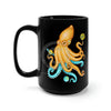 Yellow Blue Octopus Cosmic Dancer Art Black Mug 15Oz