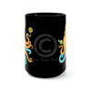 Yellow Blue Octopus Cosmic Dancer Art Black Mug 15Oz