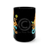Yellow Blue Octopus Cosmic Dancer Art Black Mug 15Oz