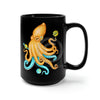 Yellow Blue Octopus Cosmic Dancer Art Black Mug 15Oz