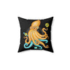 Yellow Blue Octopus Cosmic Dancer Art Pillow Home Decor