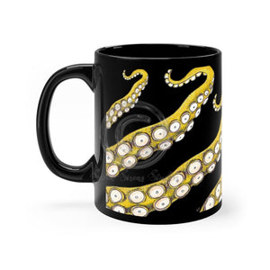 Yellow Kraken Octopus Tentacles Black Mug 11Oz Mug