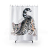 Yoga Calico Kitten Watercolor Ink Shower Curtain 71X74 Home Decor