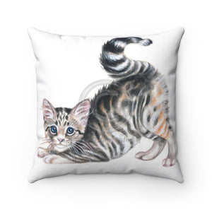 Yoga Kitten Watercolor Square Pillow 14X14 Home Decor